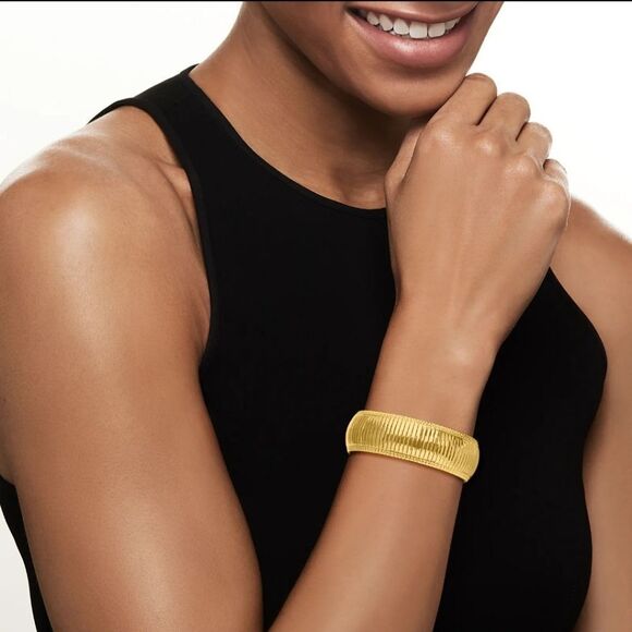 COPY - ROSS SIMONS 18K GOLD OVER STERLING OMEGA BANGLE - Picture 2 of 5